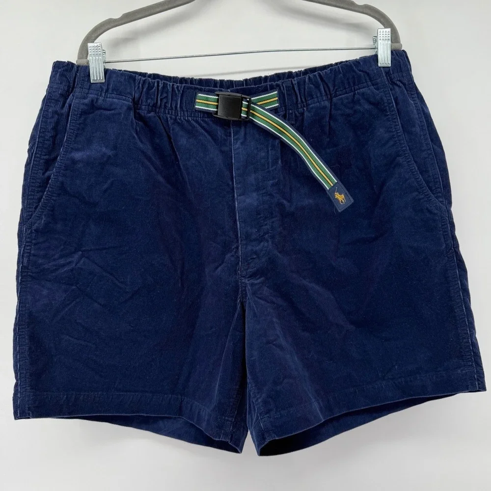 Polo Ralph Lauren Shorts Mens XL Navy Blue Classic Fit Corduroy Belted 6
